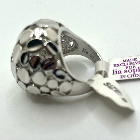 Lia Sophia Silver Tone Dome Ring Size 8 NWT Bold Statement - Picture 4 of 7